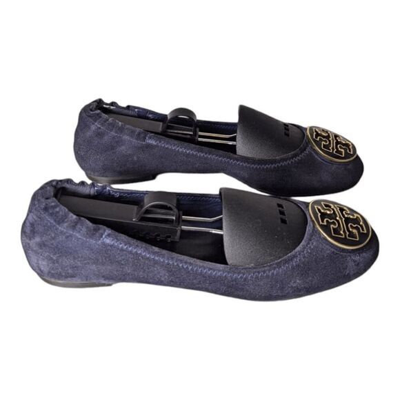 TORY BURCH Reva Navy Suede Ballet Flat Size 8.5M - Picture 3 of 9